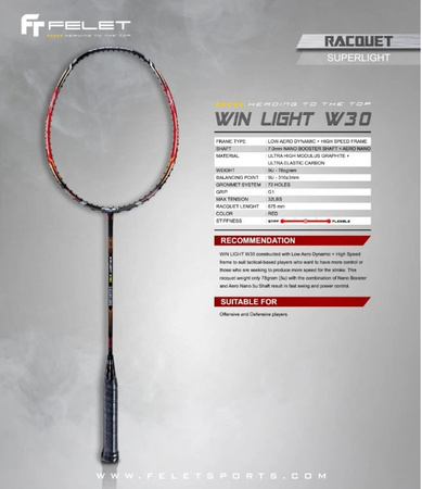 Rakieta do badmintona FELET Win Light W30 Red