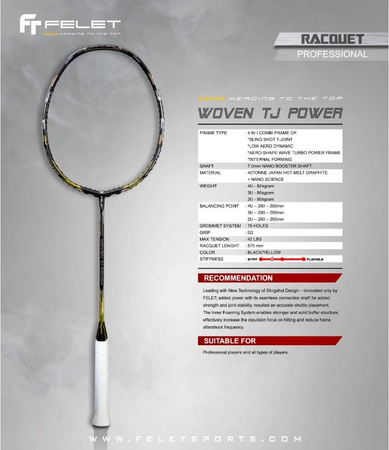 Rakieta do badmintona FELET  Woven TJ Power V2
